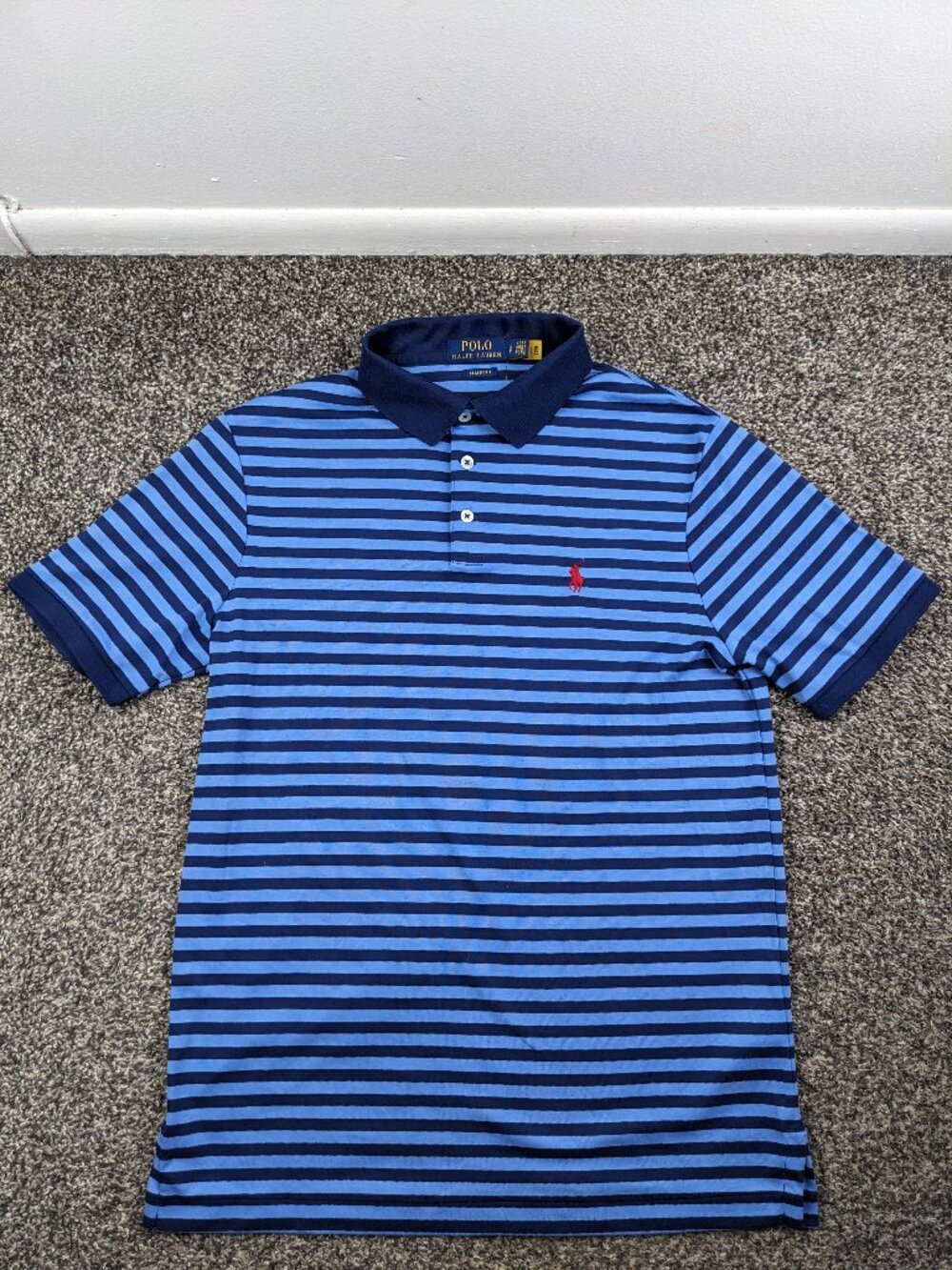 NWT Ralph Lauren Polo Shirt Soft Cotton Multi Blue Striped Mens Small $98